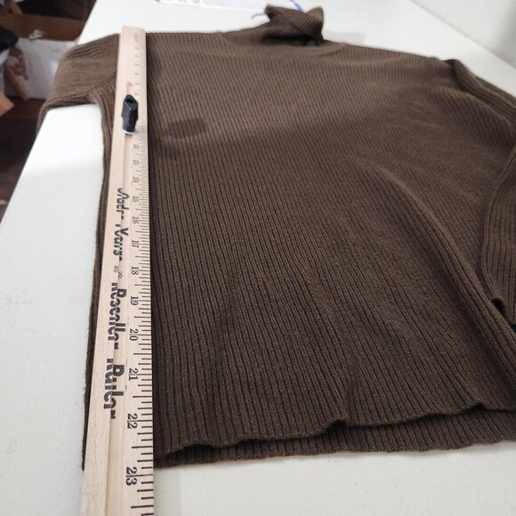 Vintage Jones New York Sweater Womens Petite Large Chocolate Brown Turtleneck - Picture 4 of 8